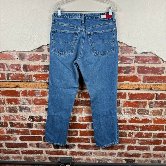 Vintage Tommy Hilfiger Jeans Size 32 Medium Wash Bootleg High Rise Flag Patch - Picture 6 of 8